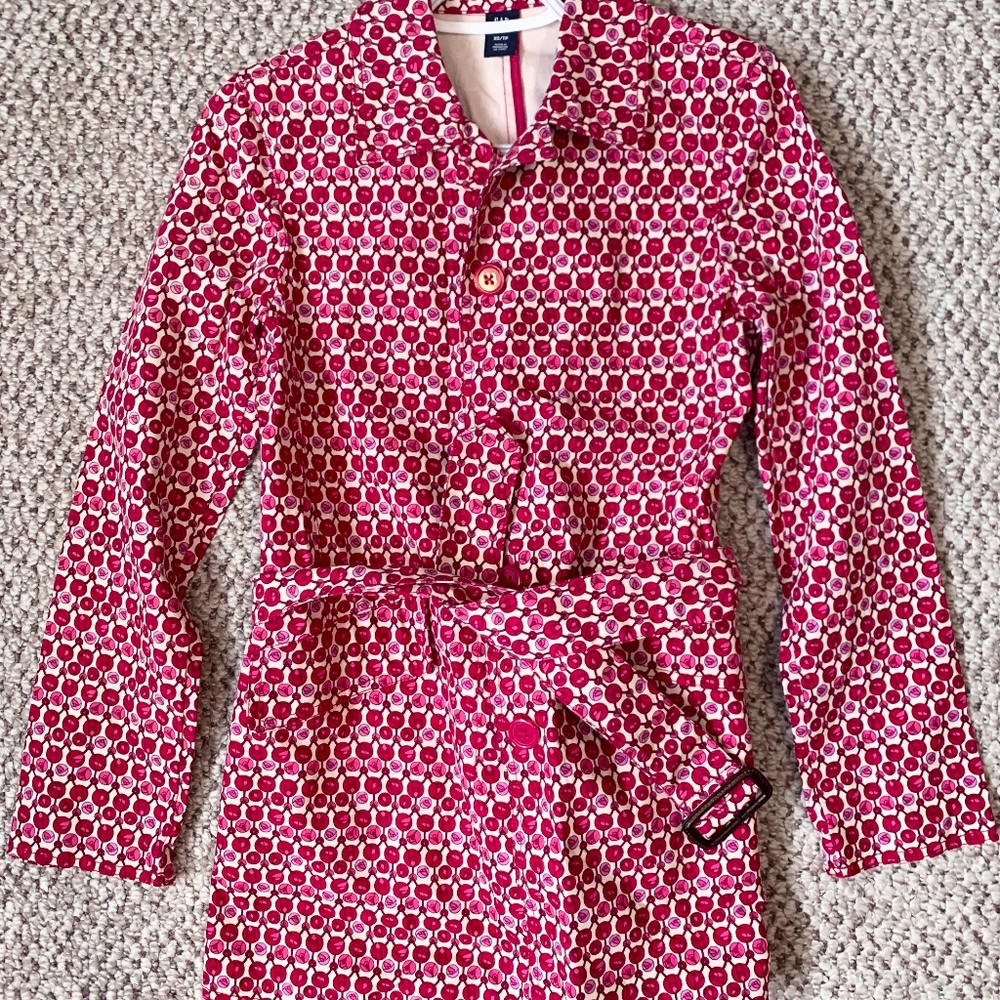 The Gap Pink Patterned Rain Trench Sz XS